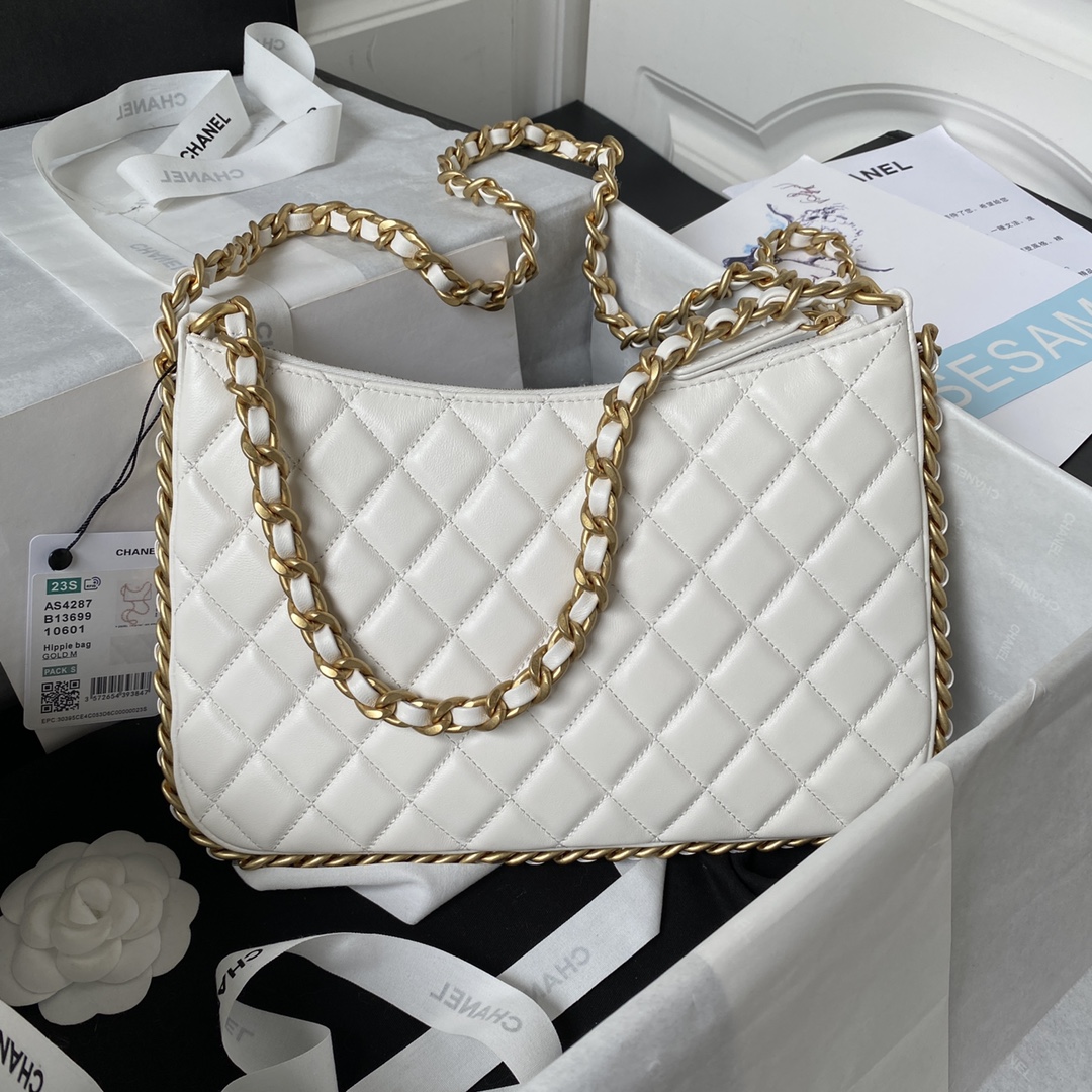 Large Lambskin Hobo Bag AS4287 White